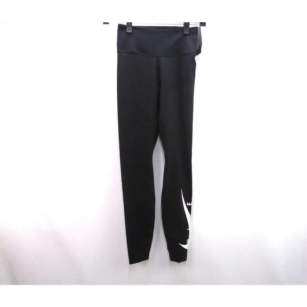 Nike Womens Power Running Leggings XS Black Dri-Fit Big Swoosh DA1145-010 NWT